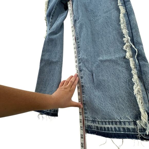 NWT Nasty Gal fray seam straight leg high rise jeans in light blue woman’s sz 8 - Picture 12 of 12